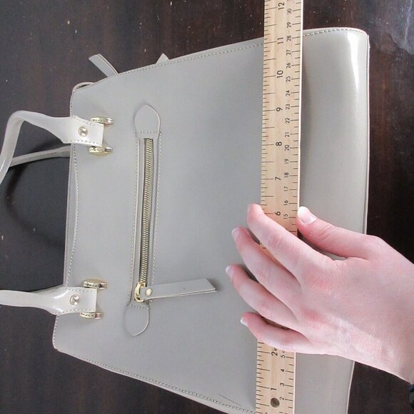 Gilda Tonelli Made in Italy Glittery Tote Bag Cream Glossy Purse Leather 980 - Picture 12 of 14